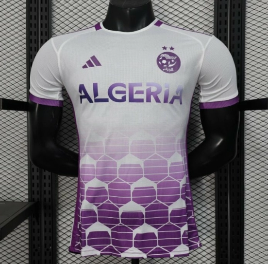 Player Version 2025 Algeria White with Purple Honeycomb Pattern Jersey