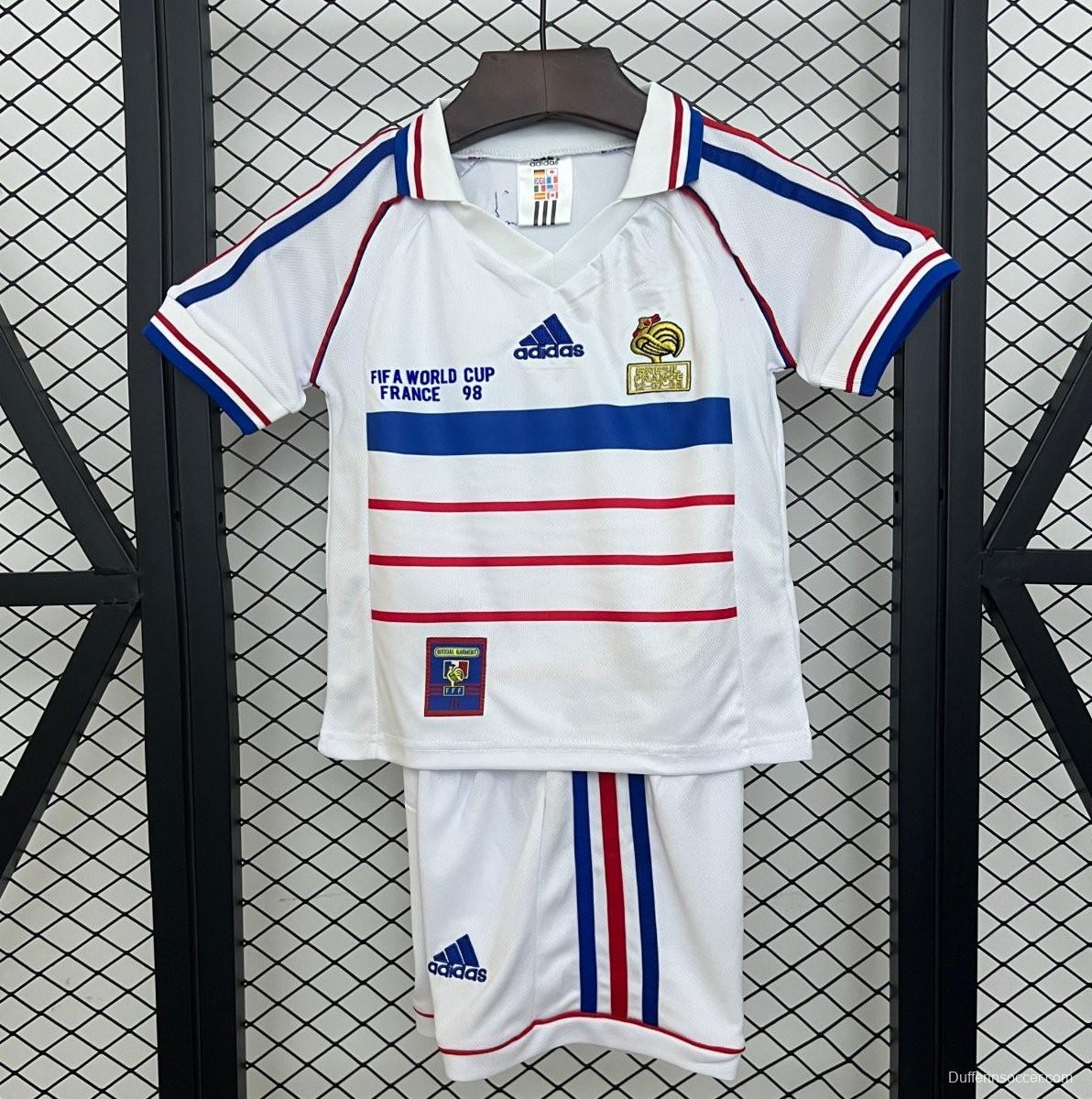Retro 1998 Kids France Away Size 16-28 Jersey