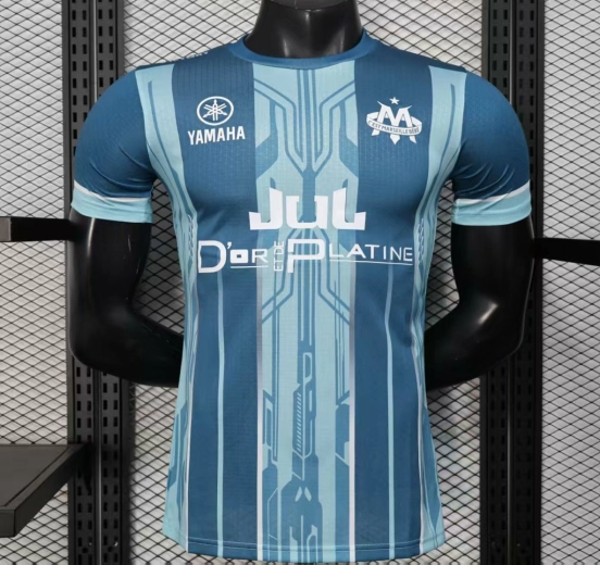 Player Version 25/26 Olympique de Marseille Blue with Geometric Stripes Jersey