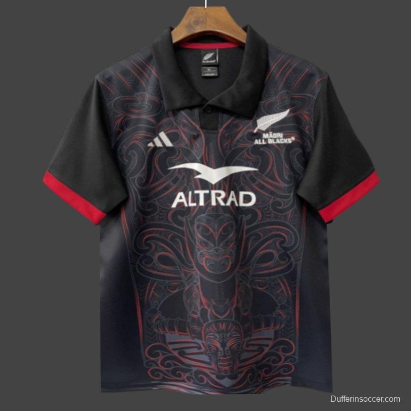 2026 Māori All Blacks Black with Māori Tiki Carving Jersey