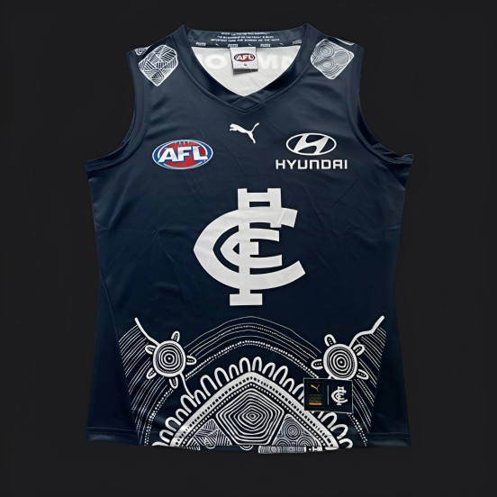 25/26 Carlton Blues Navy with White Aboriginal Art Jersey