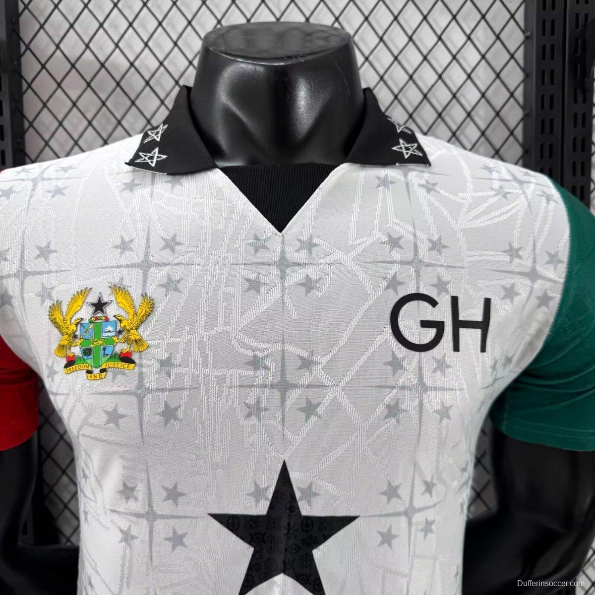 Player Version 2026 Ghana White with Black Star and Red-Green Sleeves Jersey