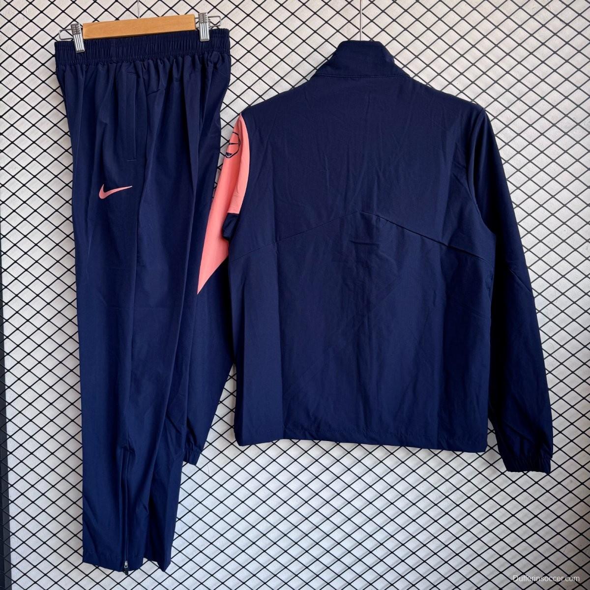25/26 Barcelona Navy/Pink Full Zipper Windbreaker + Long Pants