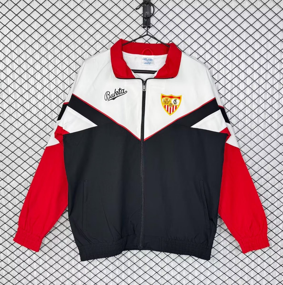 Retro 92/93 Sevilla White/Black/Red Windbreaker