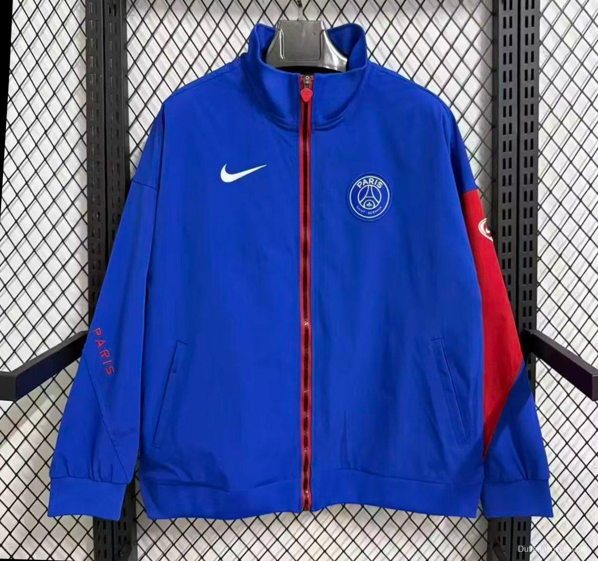 25/26 Paris Saint-Germain Blue with Red  Full Zipper Windbreaker