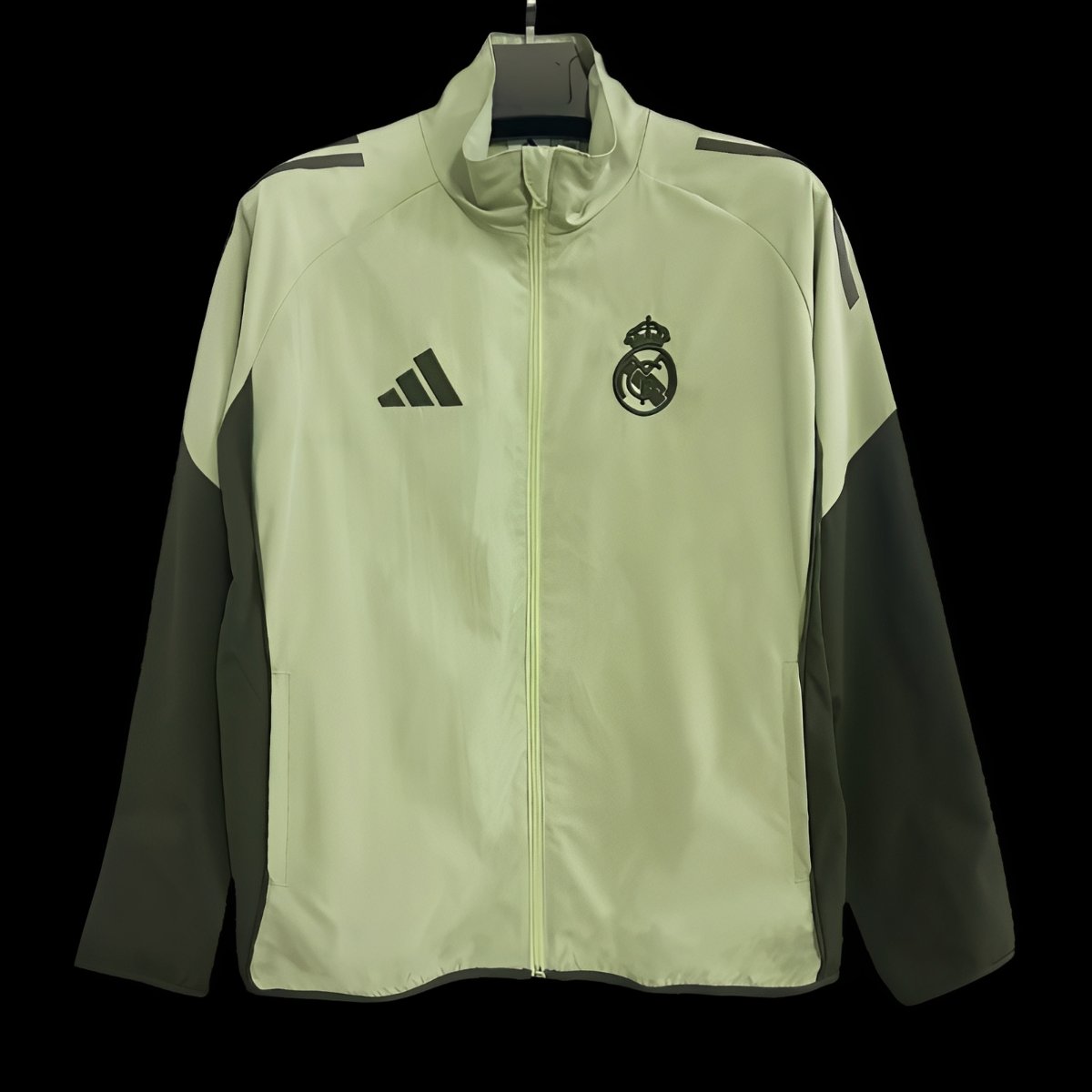 25/26 Real Madrid Light Green and Grey Full Zipper Windbreaker
