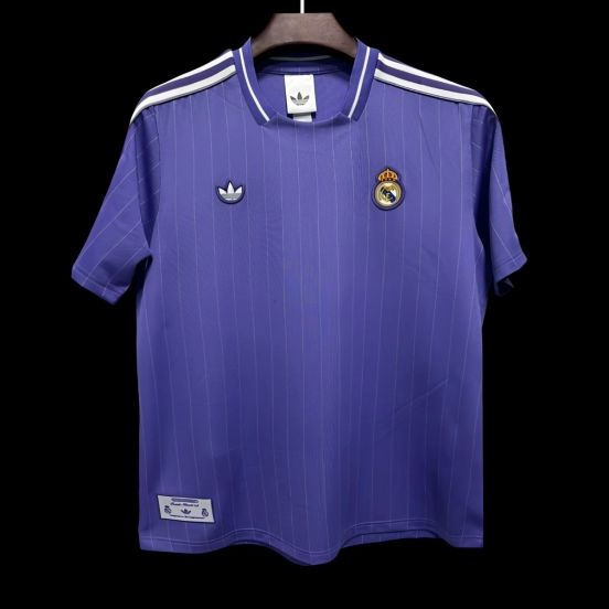 2026 Real Madrid Adidas Terrace Icons Purple Pinstripe Jersey