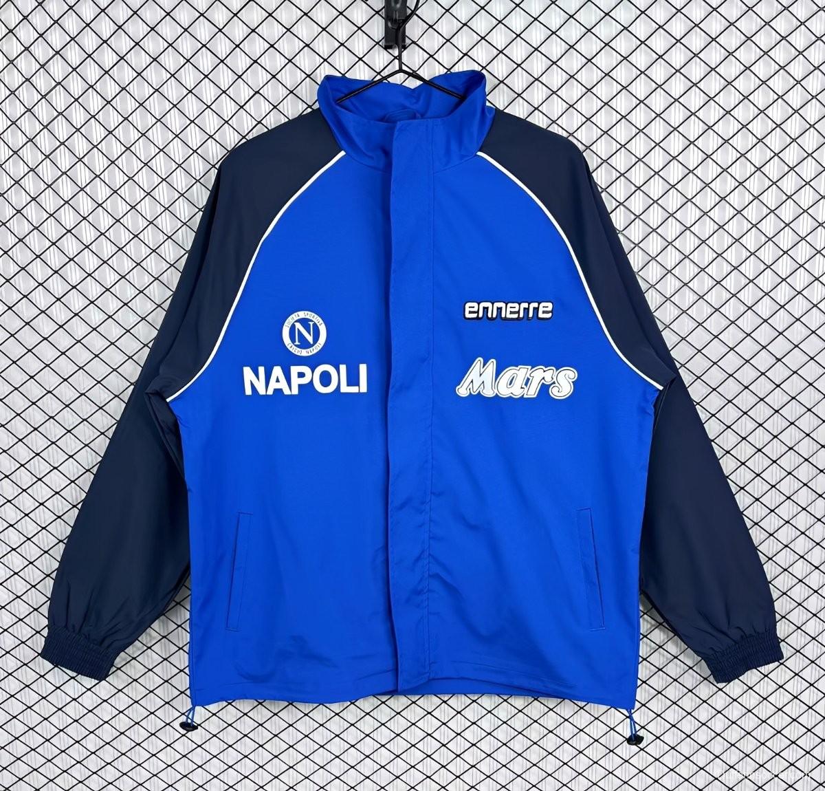 Retro 89/90 Napoli Blue/Black Full Zipper Windbreaker