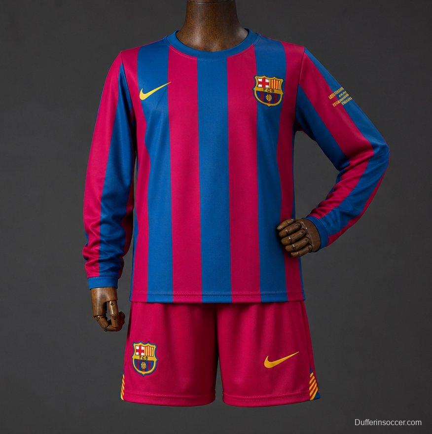 Retro Kids 05/06 Barcelona Home Long Sleeve Champion League Jersey