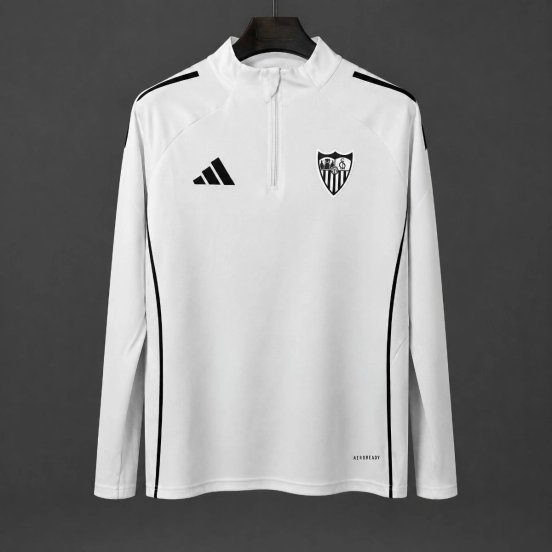25/26 Sevilla FC White Long Sleeve Half-Zip Training Top