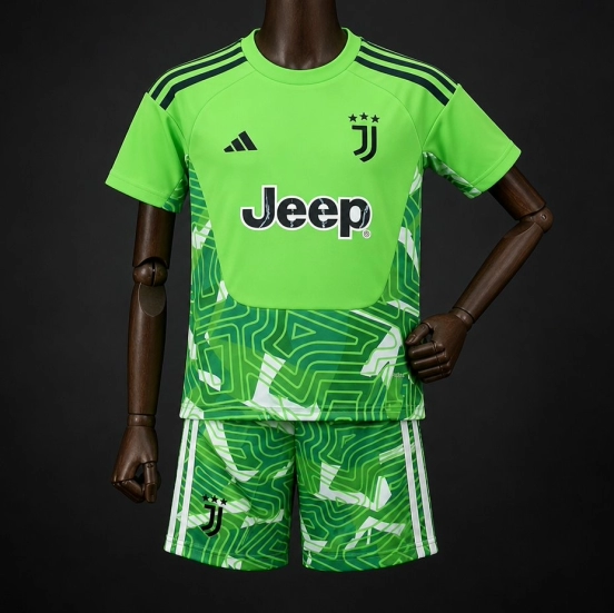 26/27 Kids Juventus Goalkeeper 2 Green Jersey Kit